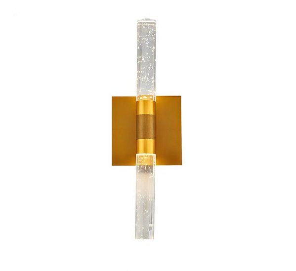 Arandela LED 6W Tubo Duplo Cristal Dourado 3000K Bivolt