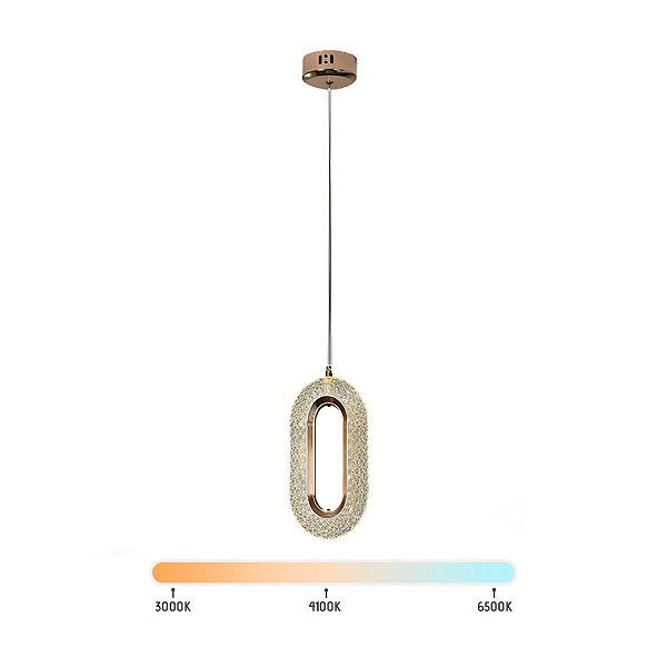 Lustre Pendente LED 3W Oval Acrílico Dourado Multicor Bivolt