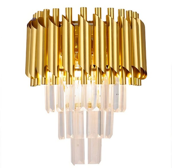 Arandela Queen Metal Dourado 2xE14 Cristal 24x31cm Bivolt