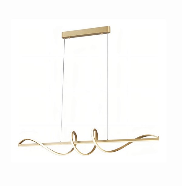 Lustre Pendente LED 63W Espiral W 100cm Dourado 3000K Bivolt