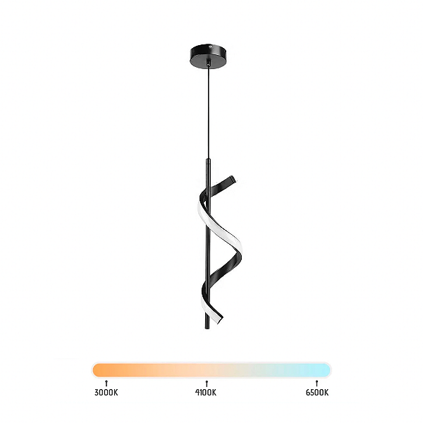 Lustre Pendente LED 15W Espiral Moderno Preto Multicor Bivolt