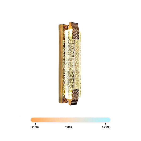 Arandela LED 12W Barra Cristal 40cm Parede Dourado Multicor Bivolt
