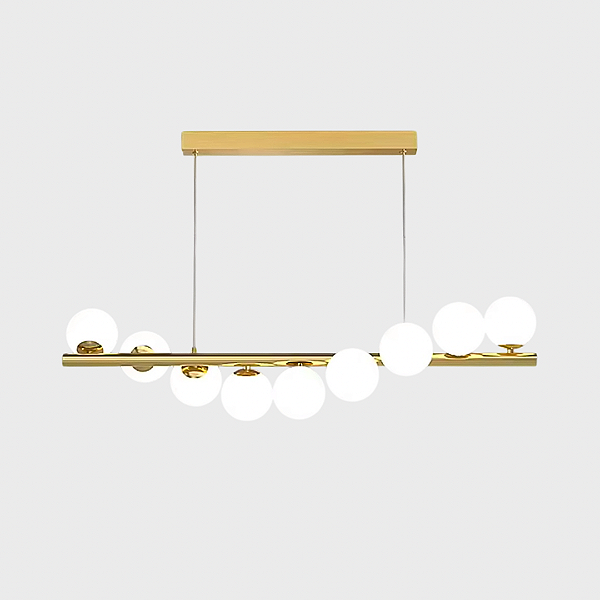 Lustre Pendente Jabuticaba 9 Globos Vidro Espiral 100cm Dourado Bivolt