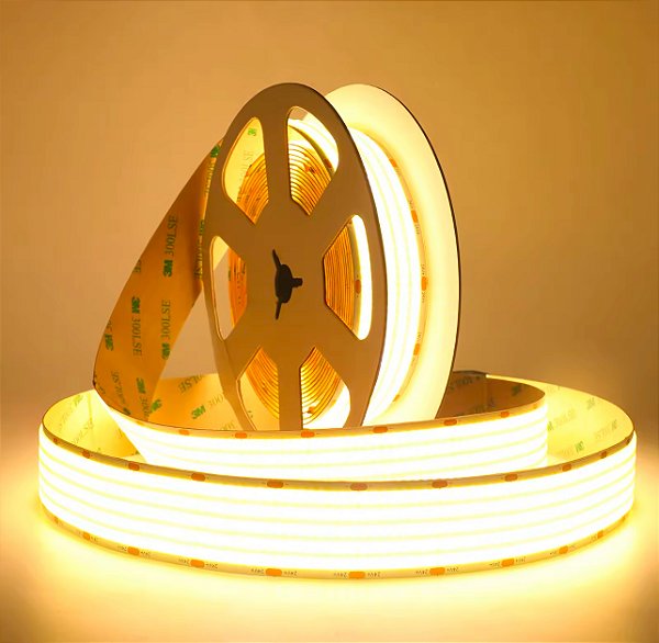 Fita LED COB 60W 30mm 1600 LED’s 12V IP20 5 Metros Branco Quente 3000K