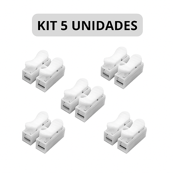 KIT 5 Borne Conector Rápido de Fio Sem Solda 2 Vias