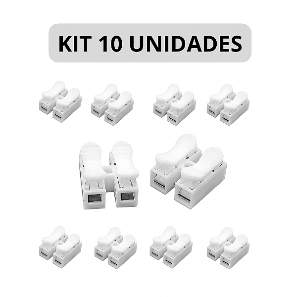 KIT 10 Borne Conector Rápido de Fio Sem Solda 2 Vias Bivolt
