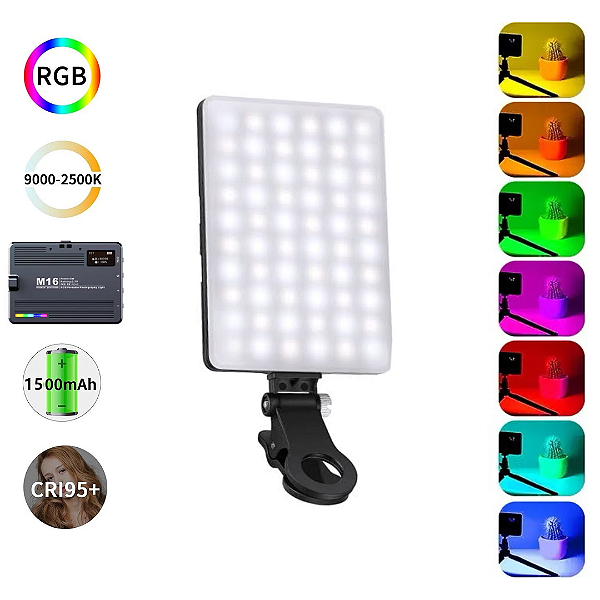 Mini Iluminador Portátil LED 5W RGB CCT Luz Selfie Make 5V Celular