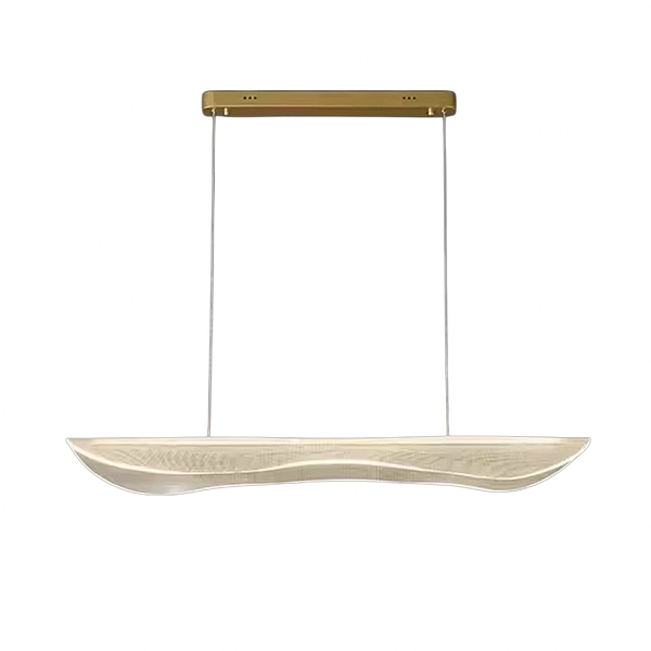 Lustre Pendente LED 30W Curva Acrílico 100cm Dourado 3000K Bivolt