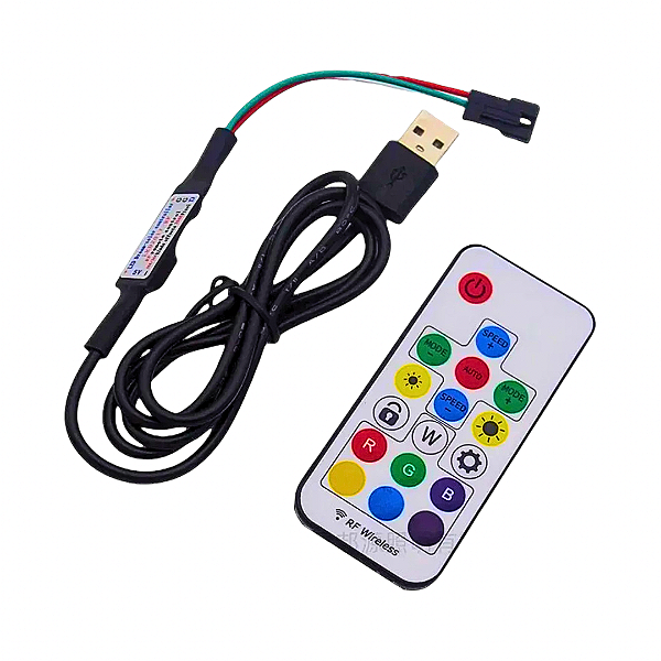 Central Comando Controladora USB Fita LED Digital WS2812 Endereçada 5-24V