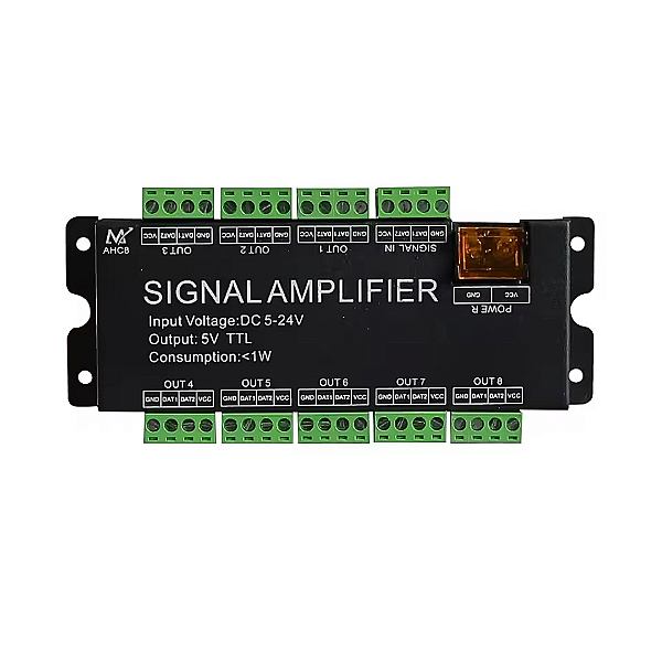 Amplificador de Sinal Profissional 8 Canais Fita LED Digital Endereçada 5-24V