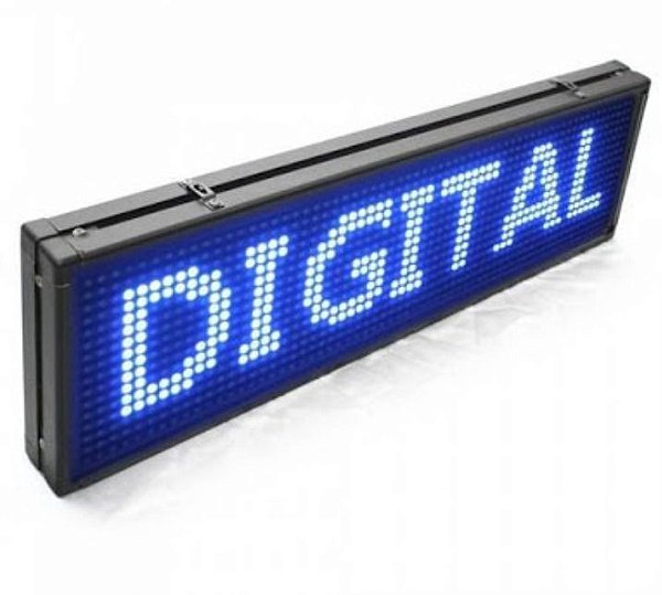 Painel LED Azul Letreiro Digital 100x20 Alto Brilho USB