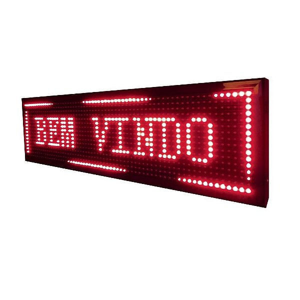 Painel LED Vermelho 100x20 Letreiro Luminoso Digital Alto Brilho USB