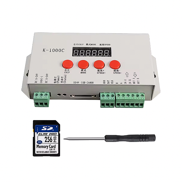 Controladora K1000C Fita LED Digital 6803 WS2811 WS2812 WS2815 + Cartão SD 256MB
