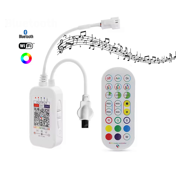 Controle Rítmico Fita LED Digital RGB Wi-Fi Musical 2811 2812 5-24V