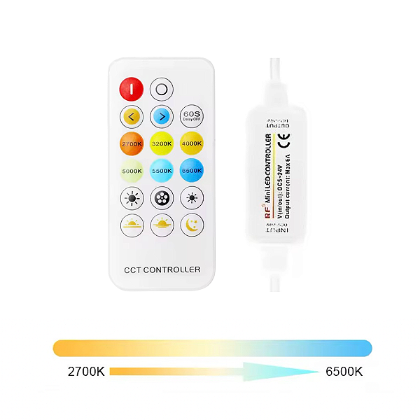 Controle Remoto Fita LED Multicor CCT 5V-24V Max 5A RF