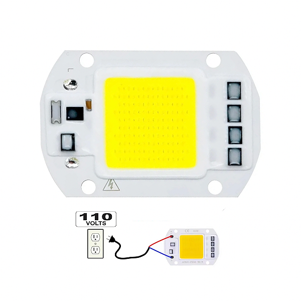 Chip LED COB 50W Branco Frio 6500K Refletor Sem Driver 110V Direto