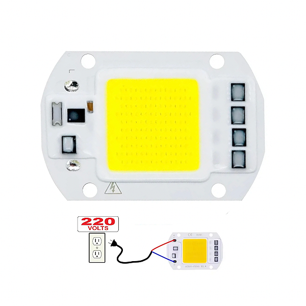 Chip LED COB 50W Branco Frio 6500K Refletor Sem Driver 220V Direto