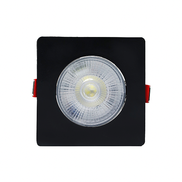 Spot 7W LED COB SMD Preto Quadrado Branco Frio 6500K Bivolt