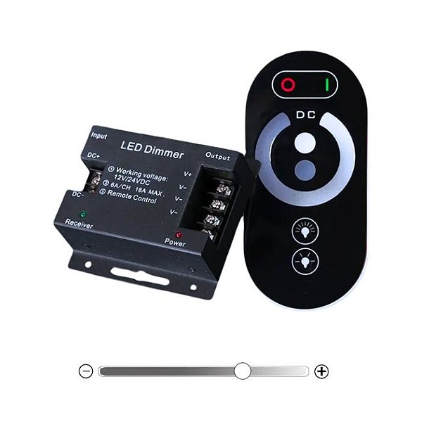 Central Dimmer Touch 18A Controladora 12V Cor Única Controle Remoto RF