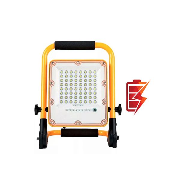 Refletor LED 100W Bateria Recarregável Holofote SMD Portátil Branco Frio