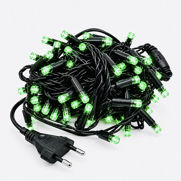Pisca LED Natal Fixo 2.3mm IP65 10 Metros Verde 220V