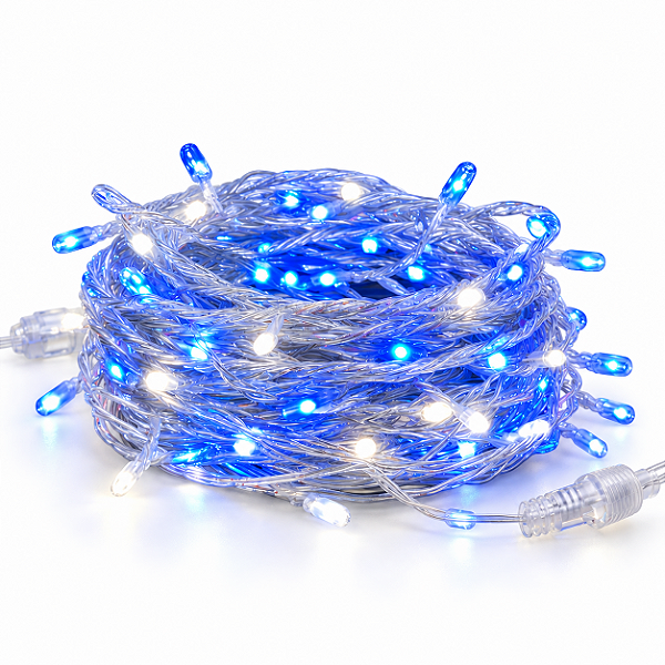 Pisca LED Natal Sequencial 3 Metros Azul Fio Translucido Bivolt