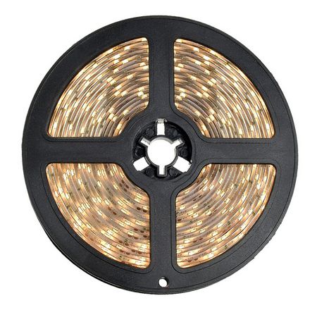 Fita LED 3528 Branco Quente 3500K 300 LED 4.8W / metro IP20 sem Silicone Rolo 5 metros 12V