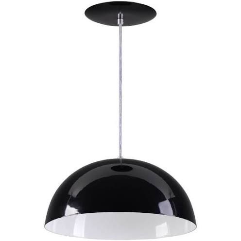 Pendente Meia Lua 40cm Luminária Alumínio E27 Preto Fosco