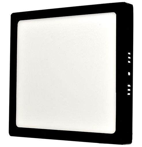 Painel 18W LED Quadrado Sobrepor Preto 22x22 3500K Branco Quente