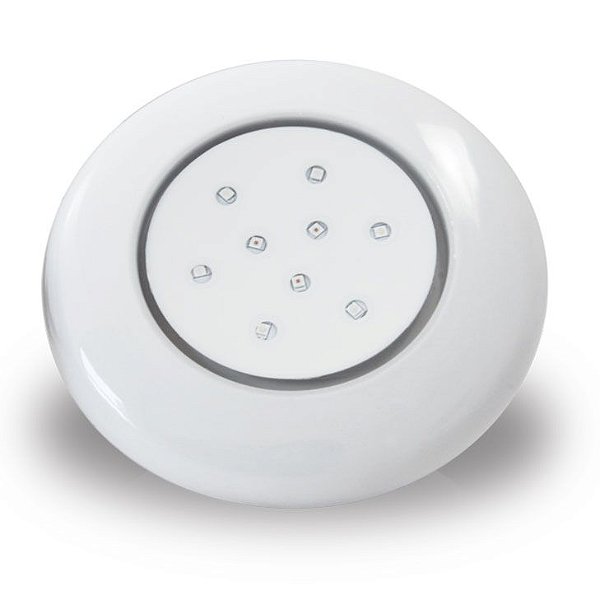 Luminaria Piscina LED 9W RGB Colorida 125mm Policarbonato Branca 12V