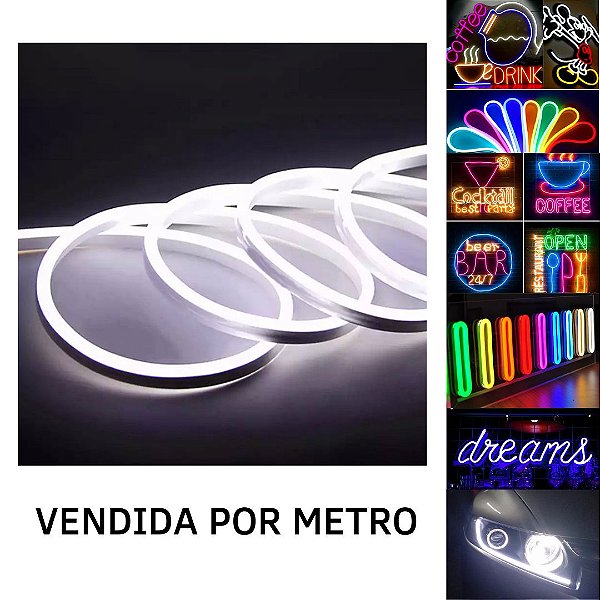Mangueira Fita LED Neon Flex 12V Branco Frio Metro IP67