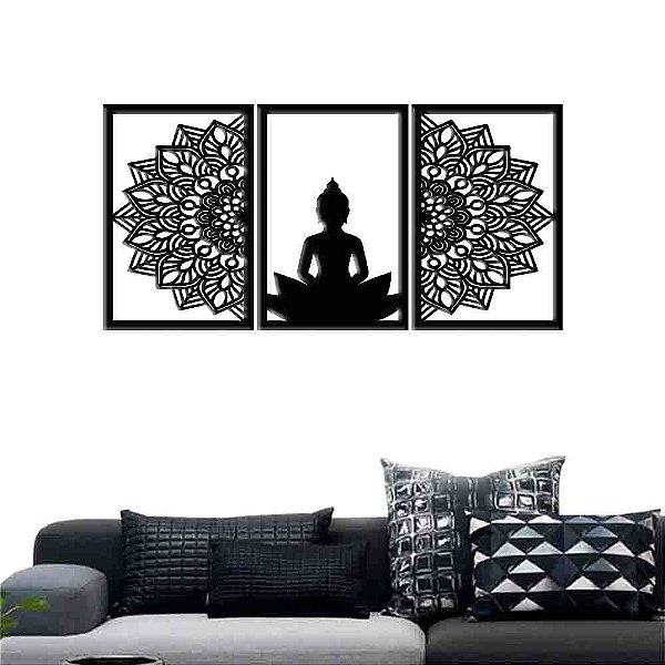 Quadro Decorativo Buddha Mandala Vazado - MDF