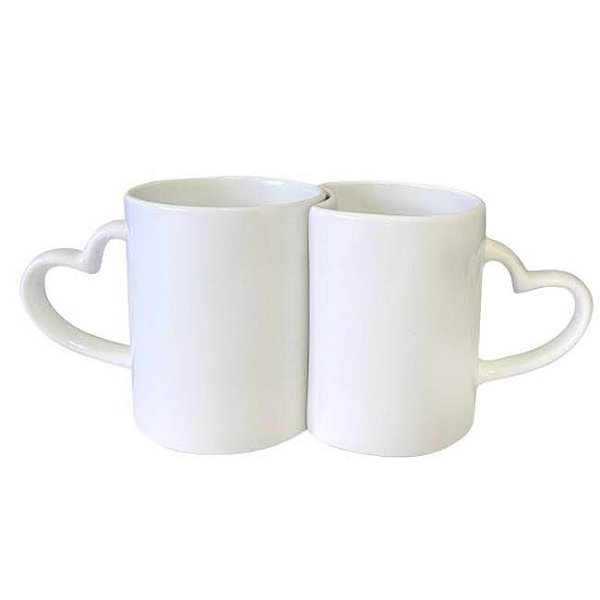 Kit Caneca Love para Sublimação Branco - 2 Unidades Mecolour