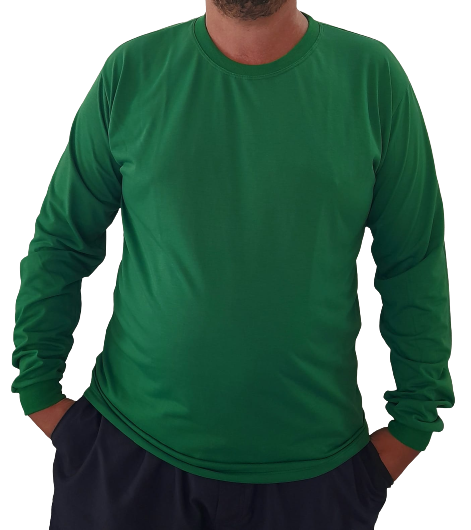 Camiseta Masculina Manga Longa-Malha 100% Poliéster Fiado-Cor Bandeira