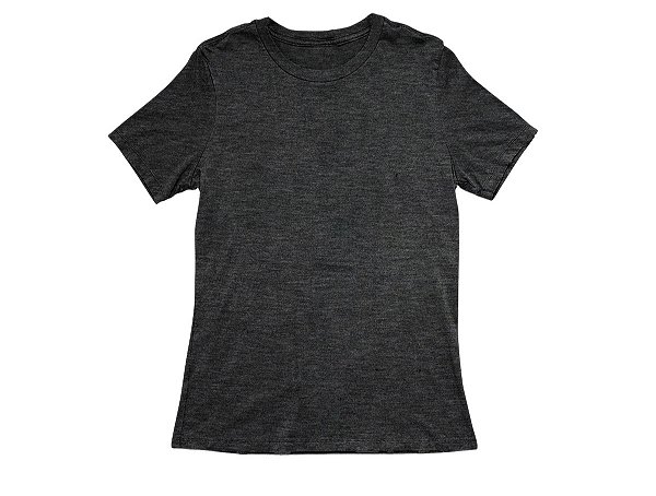 Camiseta Básica Infantil/Juvenil Gola Careca-Malha PV Mescla Preto