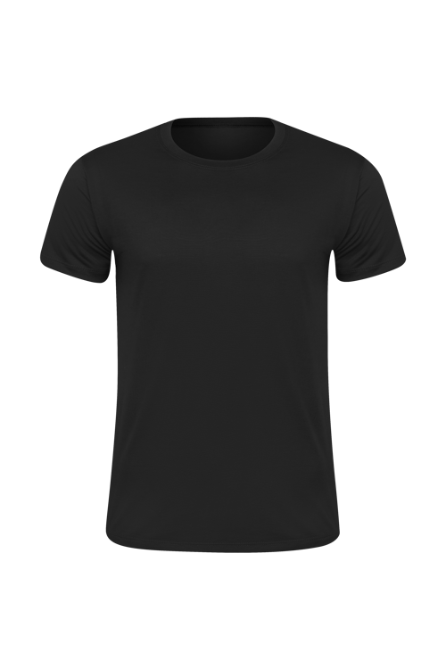 Camiseta Masculina Básica Gola Careca-Malha 100% Poliéster Fiado-Cor Preto