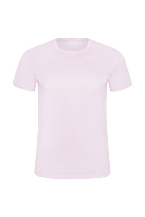 Camiseta Masculina Básica Gola Careca-Malha 100% Poliéster Fiado-Cor Rosa