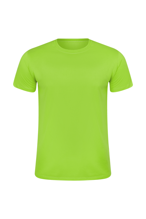 Camiseta Masculina Básica Gola Careca-Malha 100% Poliéster Fiado-Cor Verde Limão