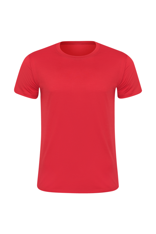 Camiseta Masculina Básica Gola Careca-Malha 100% Poliéster Fiado-Cor Vermelho