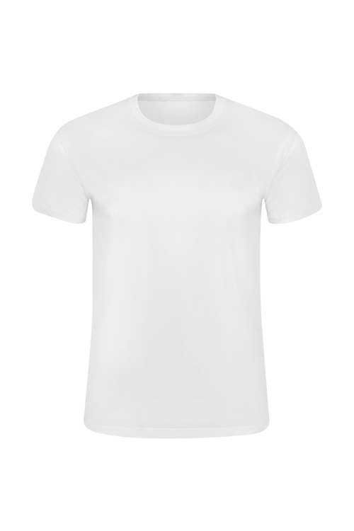 Camiseta Masculina Básica Gola Careca-Malha 100% Poliéster Fiado-Cor Branco