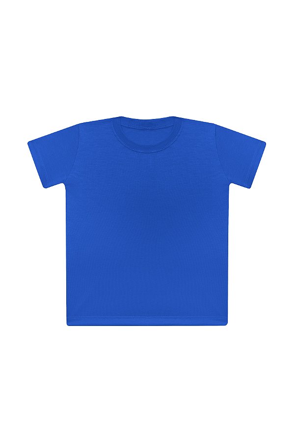 Camiseta Básica Infantil/Juvenil Gola Careca-Malha 100% Poliéster Fiado-Cor Azul Royal