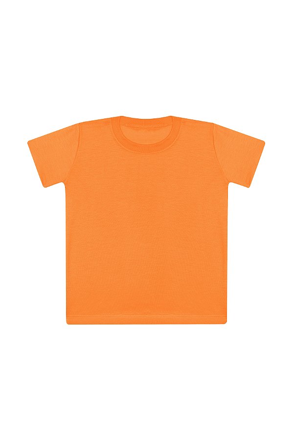 Camiseta Básica Infantil/Juvenil Gola Careca-Malha 100% Poliéster Fiado-Cor Laranja