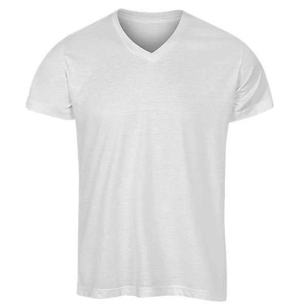 Camiseta branca gola V - do  P ao G (100% Poliéster)