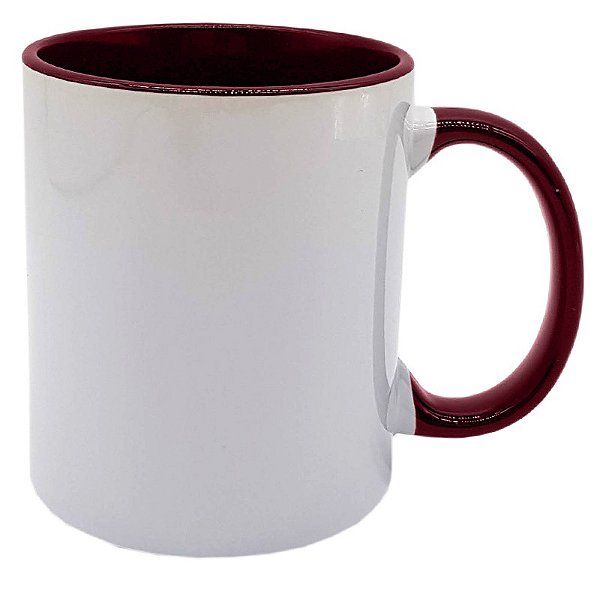 Caneca Alça e Interior Vinho Live (Porcelana 325ml P/ Sublimação)