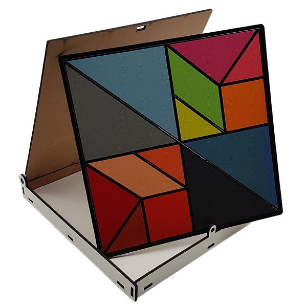 Jogo de tangram 20x20 com caixa resinada mdf (p sublimação)