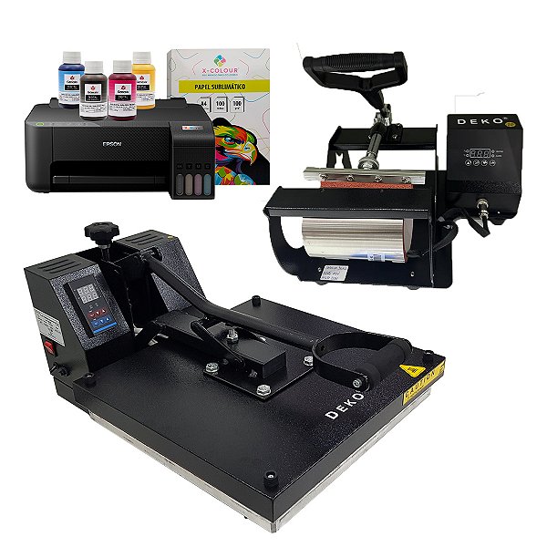 Kit - Prensa plana deko 38x38 + Prensa de caneca deko + Impressora L1250 - 110v