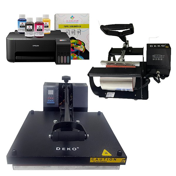 Kit - Prensa plana deko 38x38 + Prensa de caneca deko + Impressora L1250 - 220v