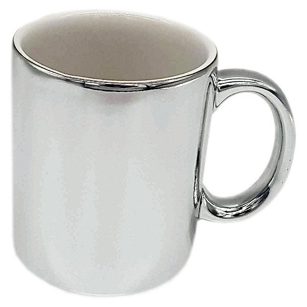 Caneca Espelhada Prata (Porcelana 325ml P/ Sublimação)