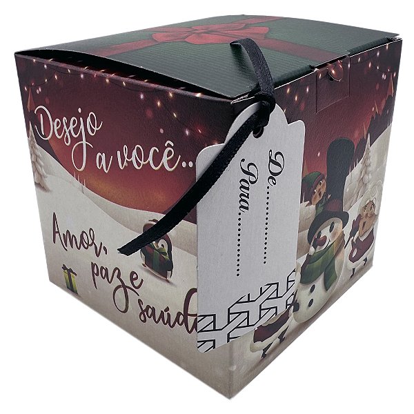 Caixinha Natalina para Caneca "Amor Paz Saúde (11oz) - 12 unidades