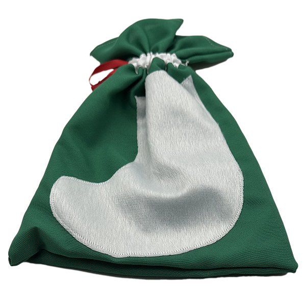 Saquinho surpresa de Natal: Verde com Alça Vermelha - Bota